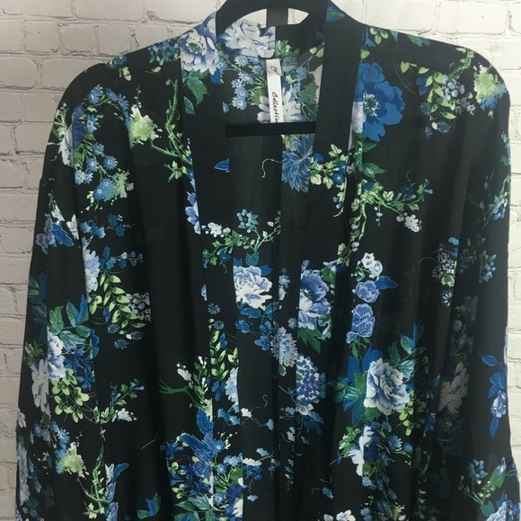 NY Collection Women's Floral-Print Layering Kimono - Picture 3 of 5